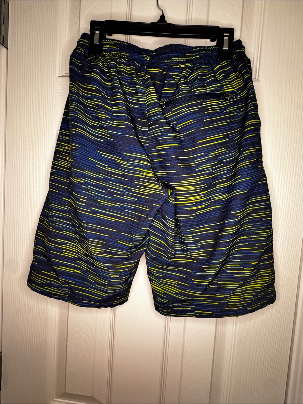 EUC Boys Swim Trunks in Navy & Lime Green Stripe Size L(14/16) - Picture 5 of 5
